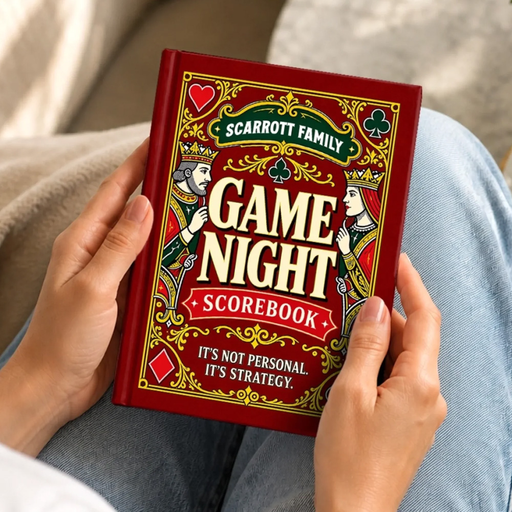 Personalized Hardcover Journal Strategy Custom Family Name Card Game Score Keeper Gifts