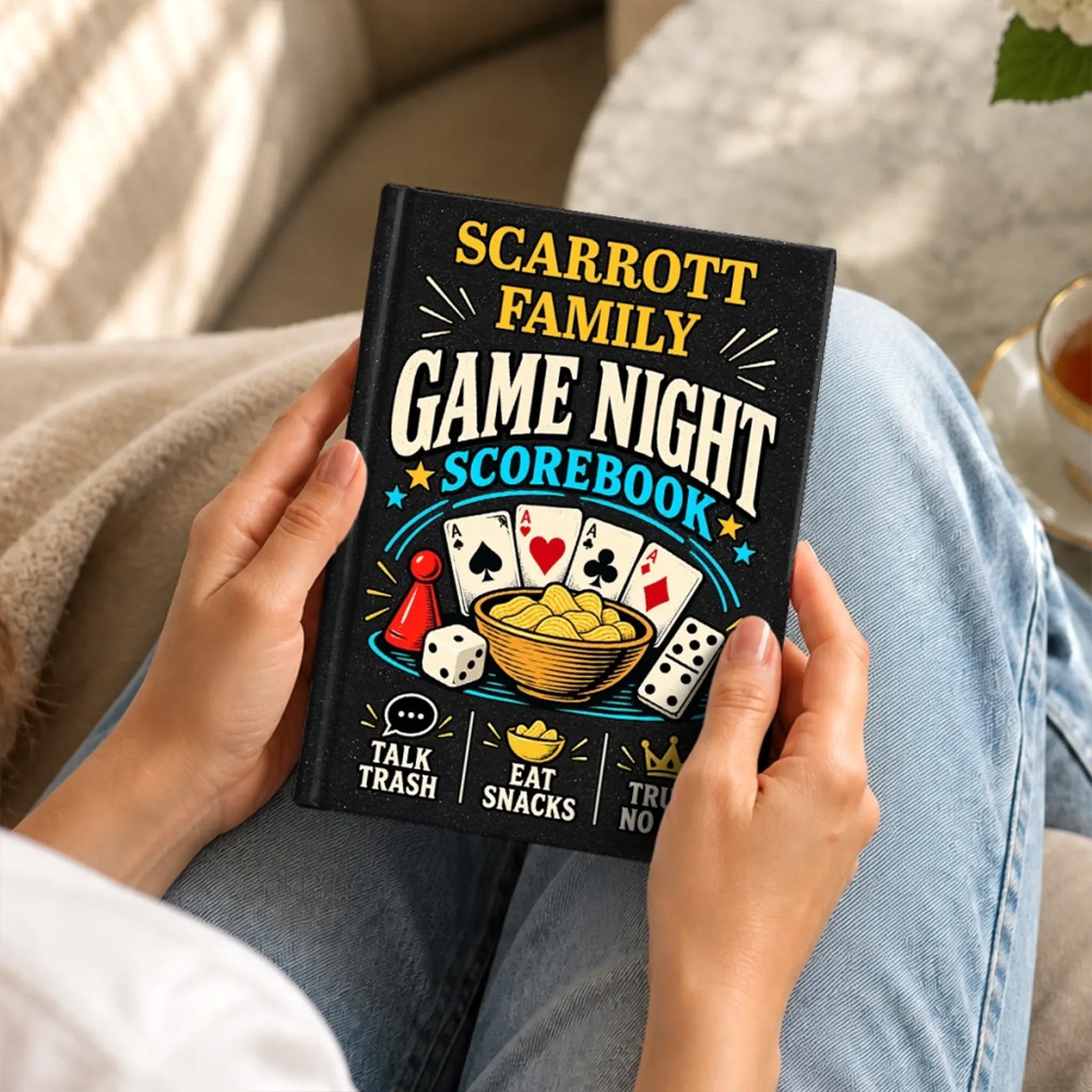 Personalized Hardcover Journal Game Night Custom Family Name Card Game Night Keepsake