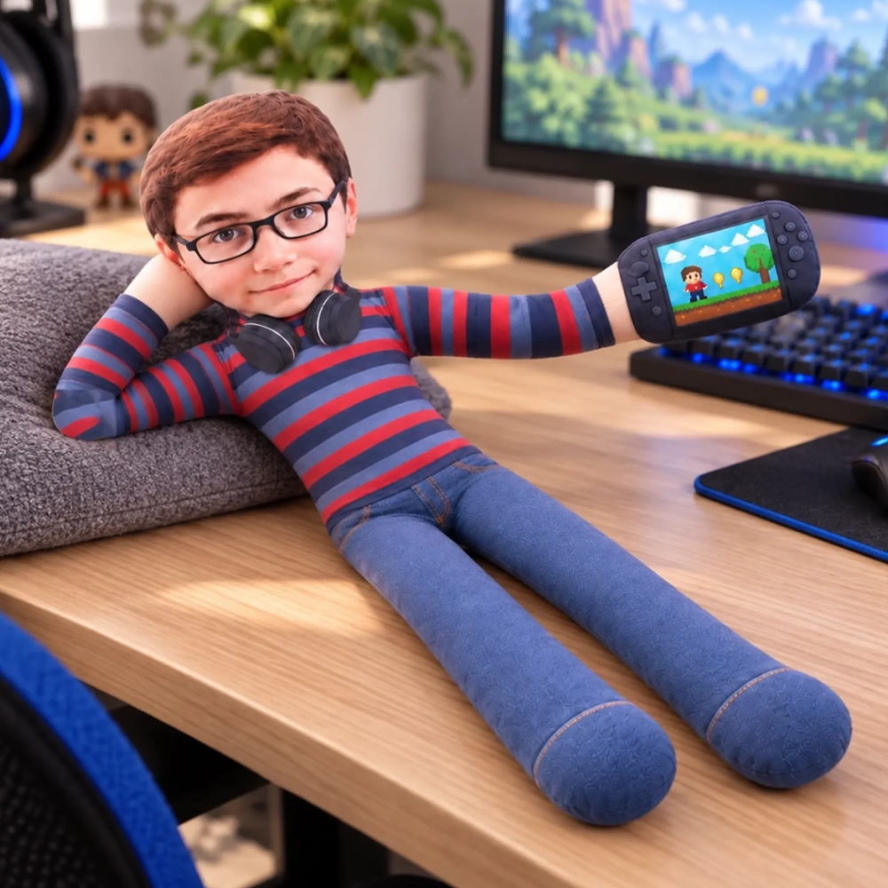 Personalized Poseable Plush Doll Custom Photo Gamer Gifts for Game Lovers