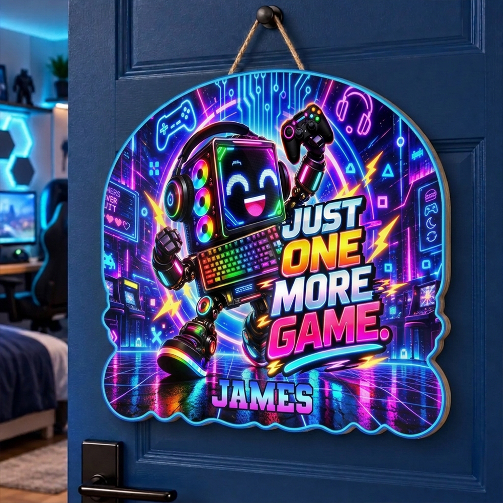 Personalized Gaming Door Sign Custom Name Gamer Room Decor Hanging Plaque Gift For Boys Kids Teens