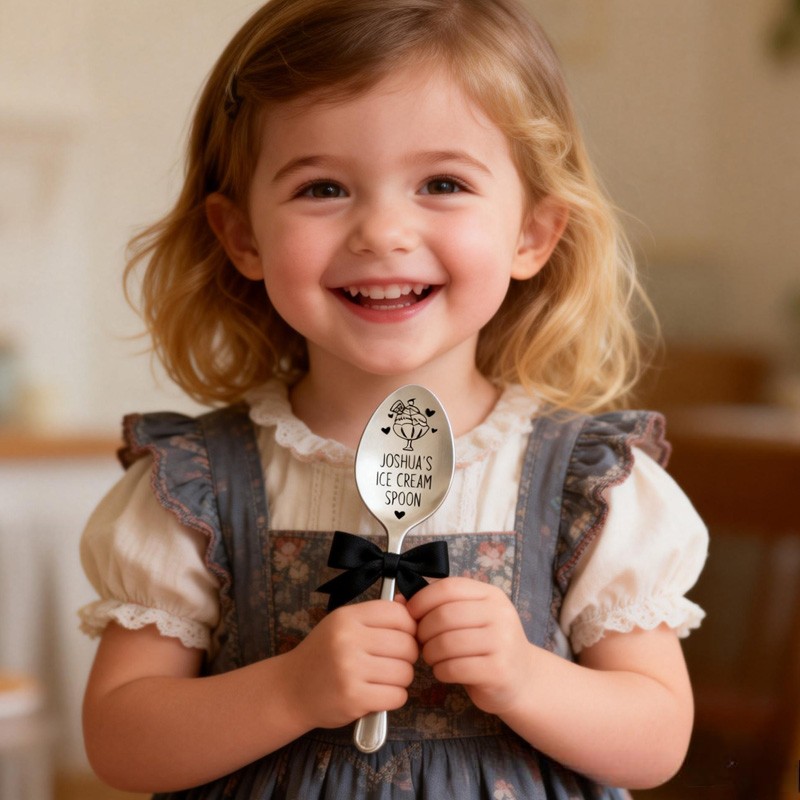 Personalized Unique Custom Name Sweet Dessert Gift Engraved Spoon Fork Spoon