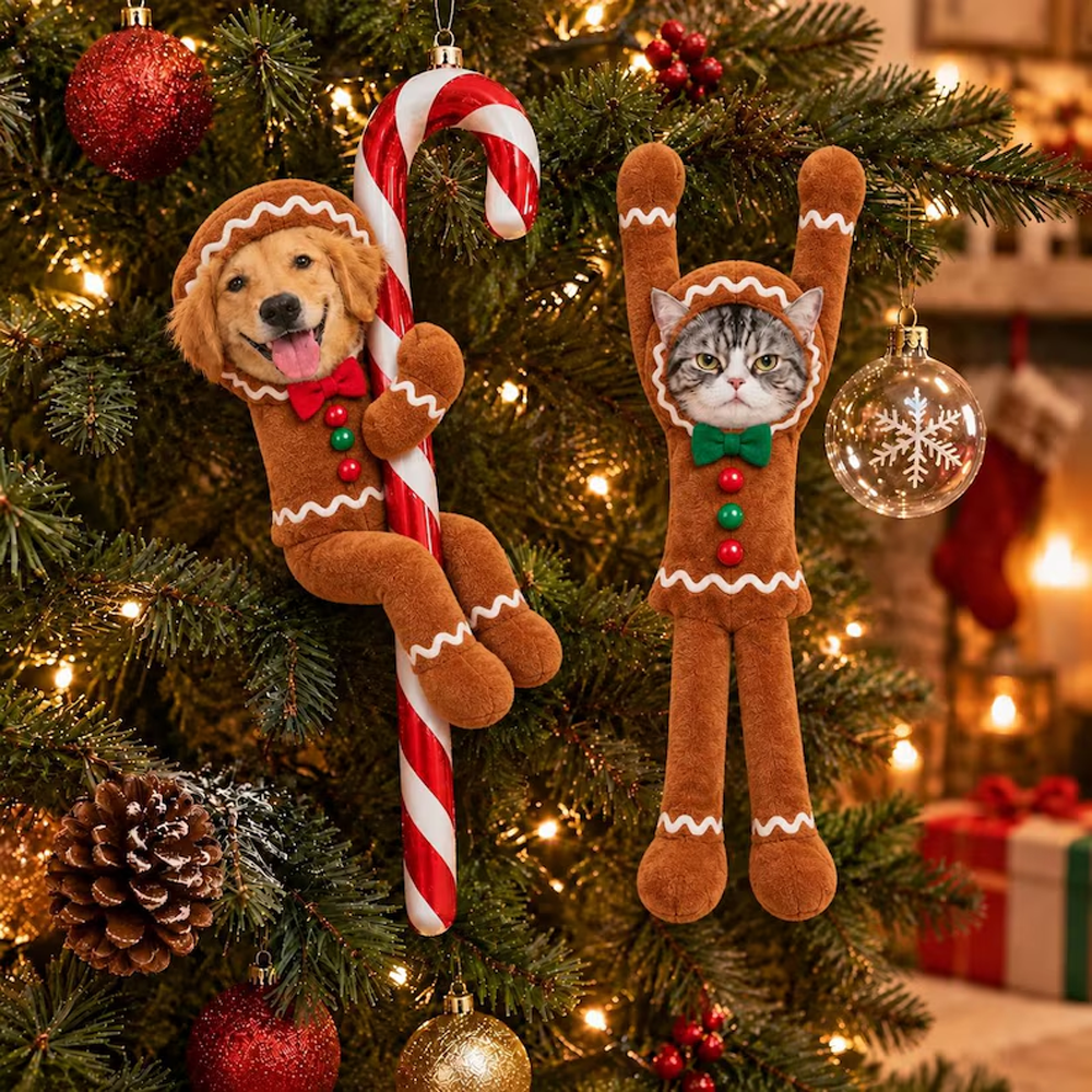 Personalized Pet Face Poseable Plush Doll Custom Dog Cat Photo Christmas Gift Funny Gag Gifts Christmas Gift for Family Elf Santa Snowman