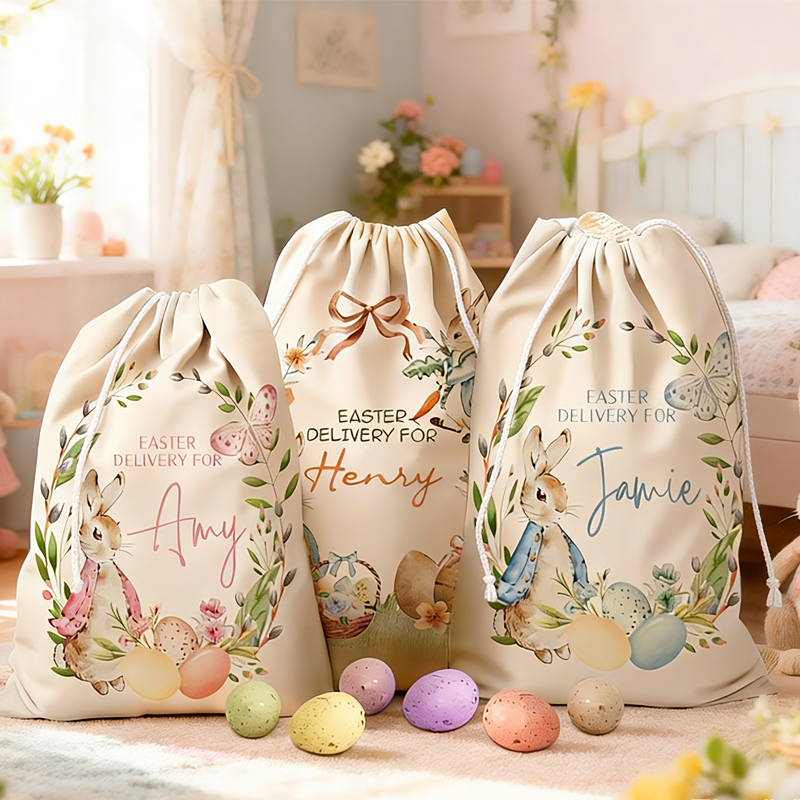 Personalized Easter Basket Personalized Easter Sack for Easter Easter Egg Hunts Bunny Baskets for Kids Bag Boys Girls Easter Gifts