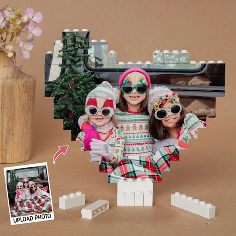 Personalized Photo Heart Shape Block Puzzles Photo Gift Gifts for Father Mother Daughter Son Friend Sister Besties Birthday Christmas Gift for Family