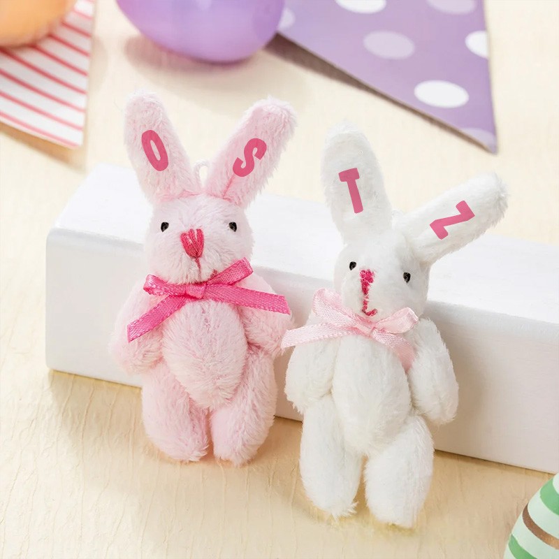 Personalized Cute Tiny Plush Pocket Hug Bunny Stuffed Companion Toy with Name Card Easter Basket Stuffers Holiday Easter Birthday Gift for Kids