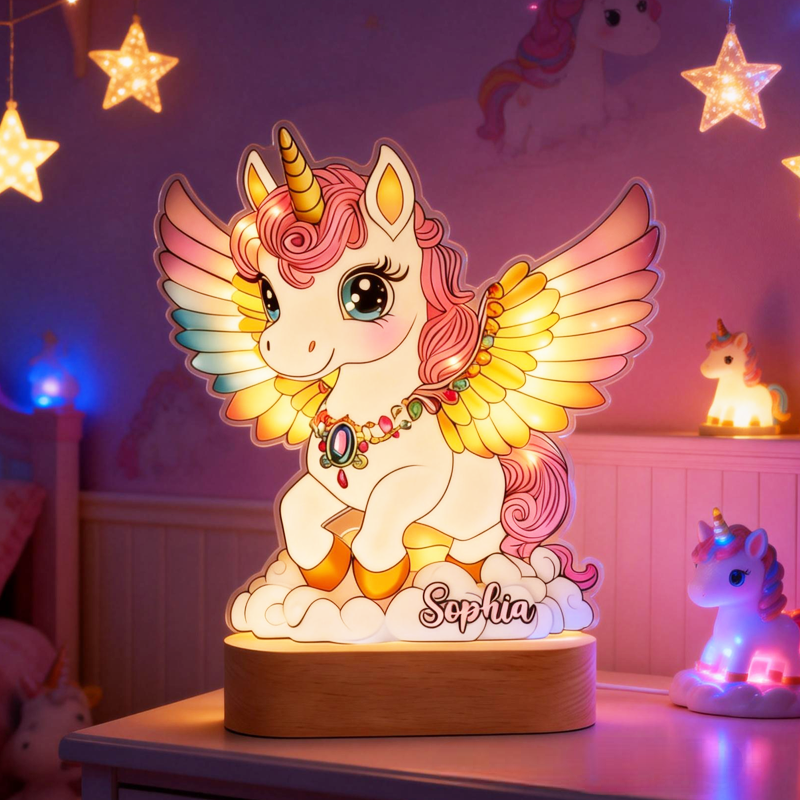 Personalized Beautiful Dream Horse Kid Shaped Plaque Light Base Birthday Gifts Gift for Kids