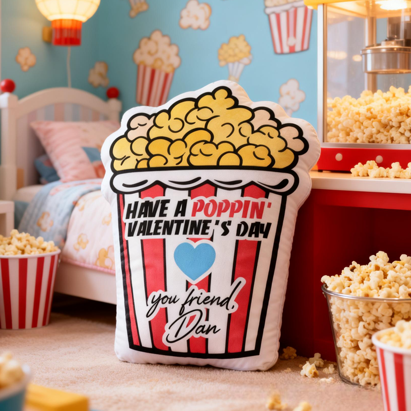 Personalized Cute Valentine's Day Popcorn with Name Graphic 3D Print Pillow Valentine's Day Gifts Funny Gifts