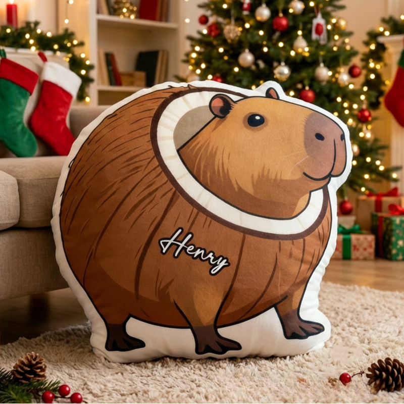 Personalized Capybara Design with Name Graphic 3D Print Pillow Christmas Gift for Kids or Baby Birthday Gift