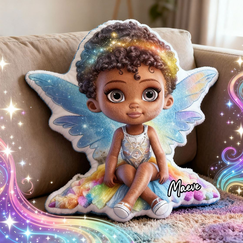 Personalized Fairy Princess with Name Graphic 3D Print Pillow Christmas Gift for Kids or Baby Birthday Gift