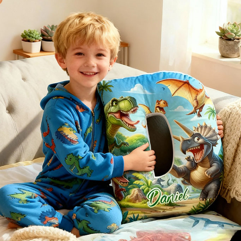Personalized Dinosaur Design with Name Graphic 3D Print Pillow Christmas Gift for Kids or Baby Birthday Gift