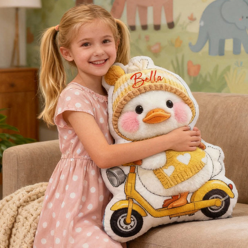 Personalized Cartoon Duck Design with Name Graphic 3D Print Pillow Christmas Gift for Kids or Baby Birthday Gift