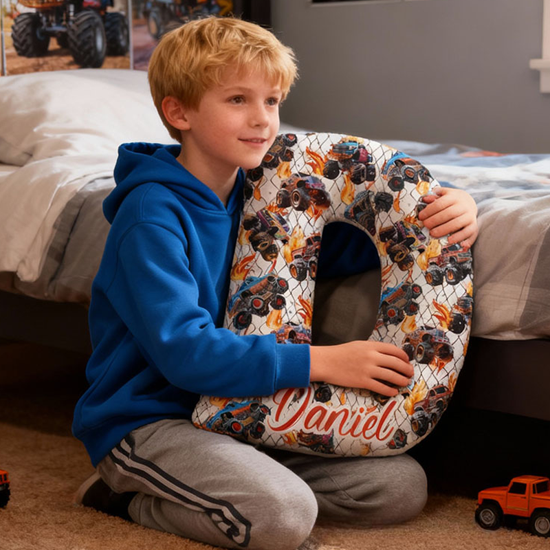 Personalized Truck Designs with Name Graphic 3D Print Pillow Christmas Gift for Kids or Baby Birthday Gift
