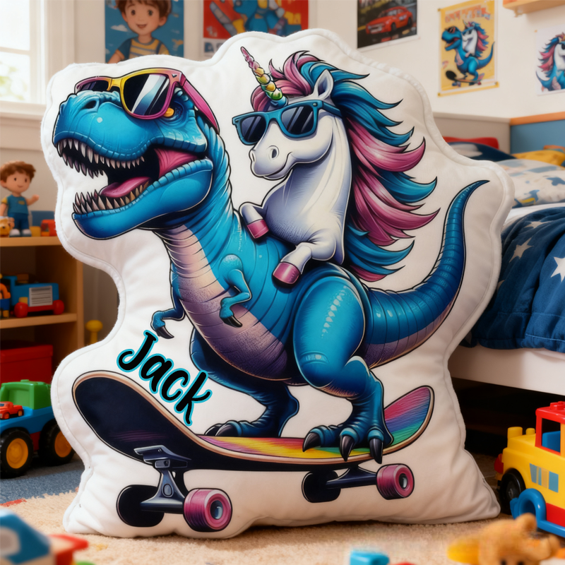 Personalized Cool Dinosaurs and Horses with Name Graphic 3D Print Pillow Christmas Gift for Kids or Baby Birthday Gift