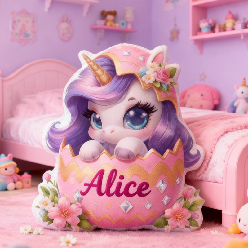 Personalized Cute Princess Dream Horse with Name Graphic 3D Print Pillow Christmas Gift for Kids or Baby Birthday Gift