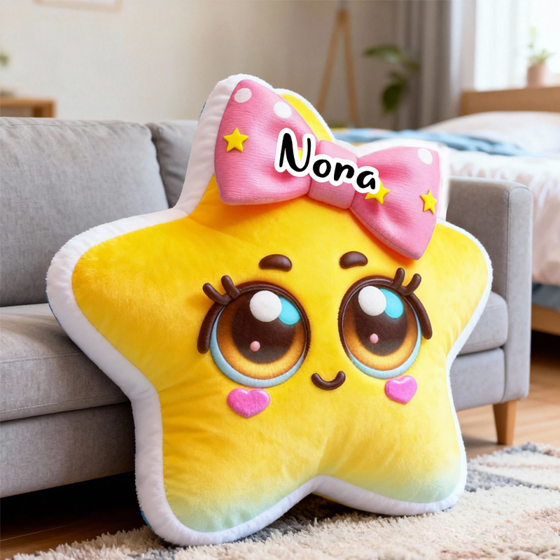 Personalized Cute Star with Name Graphic 3D Print Pillow Christmas Gift for Kids or Baby Birthday Gift