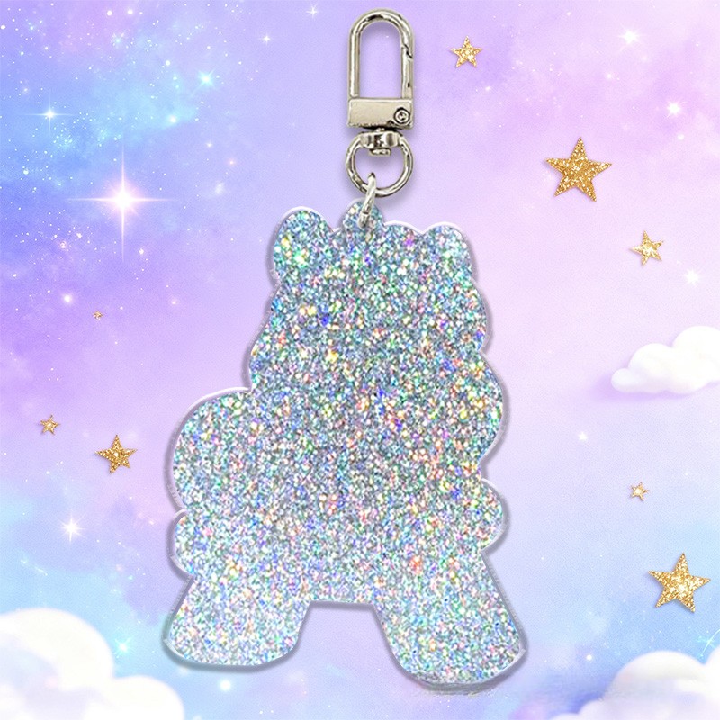 Personalized Dream Horse Initial Custom Name Soft Decorative Gift Magical Rainbow Style Cute Pink Blue Star Dream Fantasy Lovely Girl Accessory Sparkle Charm Glitter Keychain