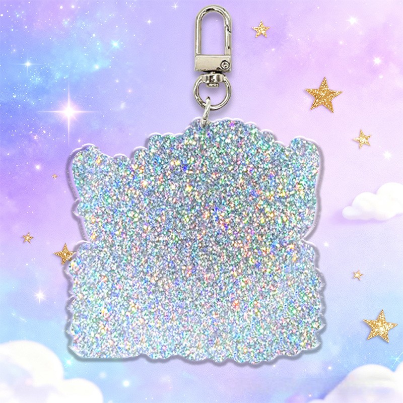 Personalized Fairy Initial Custom Name Soft Decorative Gift Magical Flower Garden Style Purple Sparkle Dream Cute Fantasy Girl Charm Lovely Glitter Keychain