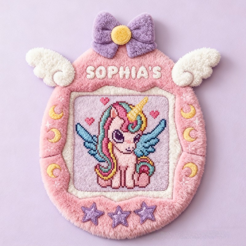 Personalized Dream Horse Wings Name Custom Soft Decorative Gift Pink Purple Style Magical Dream Cute Flying Pony Lovely Princess Room Cozy Sweet Floor Mat Carpet Rug for Kids