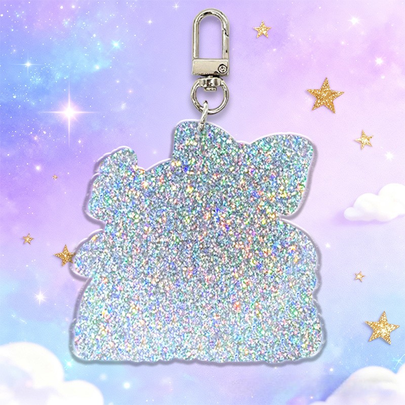 Personalized Dream Horse Bow Initial Custom Name Soft Decorative Gift Pink Rainbow Style Sparkle Dream Cute Magical Cloud Fantasy Lovely Girl Charm Accessory Glitter Keychain