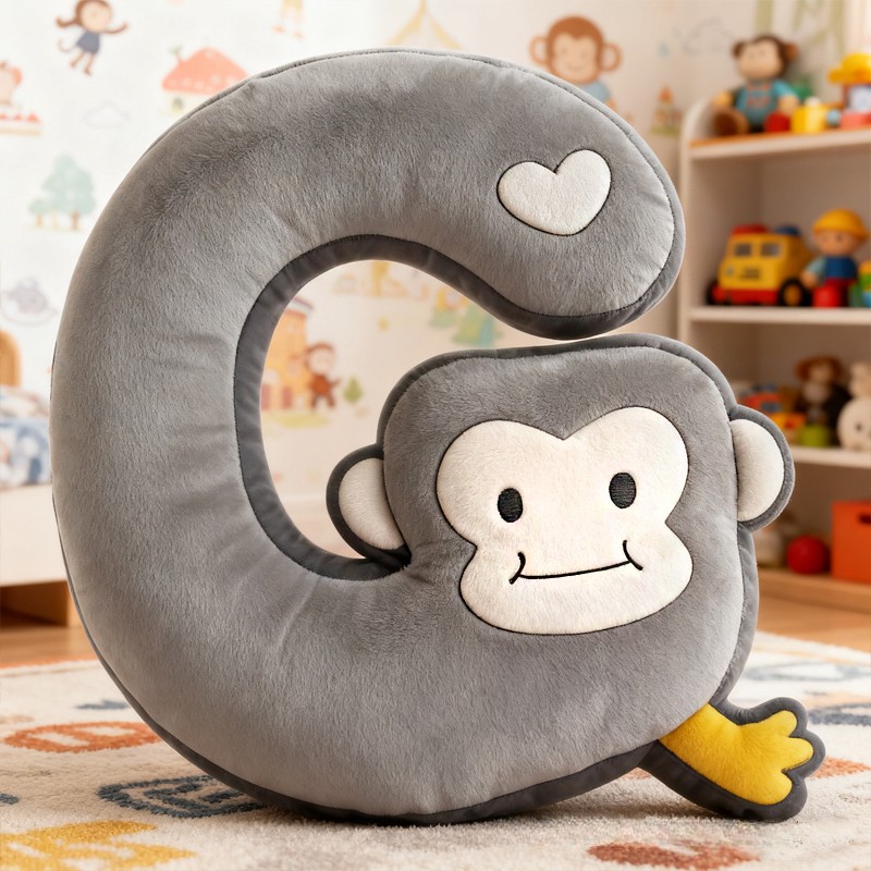 Personalized Animal Letter Custom Name Soft Decorative Gift Cute Animal Style Cozy Nursery Sweet Baby Room Playtime Fun Graphic 3D Print Pillow