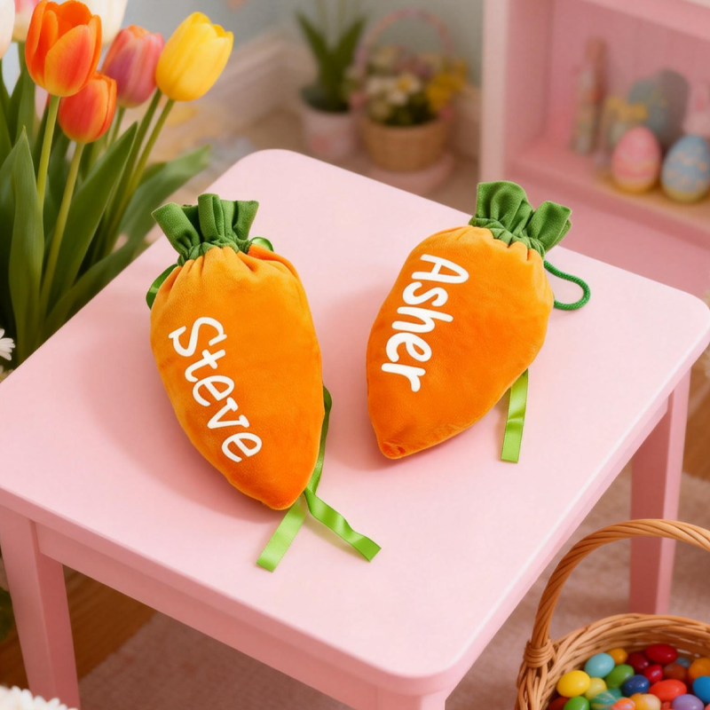 Personalised Easter Carrot Bag Gift Easter Gift Easter Basket Stuffers Easter Party Favors Easter Treat Bags Carrot Shaped Gift Bags