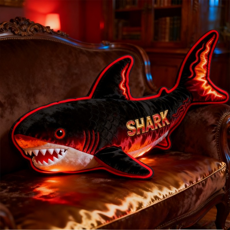 Personalized Shark Custom Name Soft Decorative Gift Ocean Adventure Style Cool Bedroom Fun Deep Sea Predator Bold Waves Energy Kid Favorite Graphic 3D Print Pillow