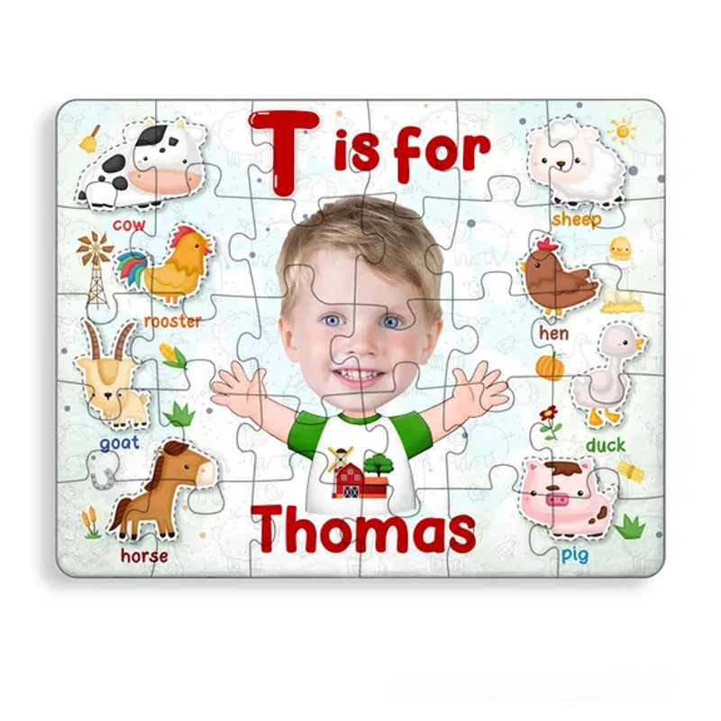 Personalized Farm Animal Puzzle with Custom Name and Cute Animal Illustrations Perfect for Engaging Educational Playtime Kid Puzzle