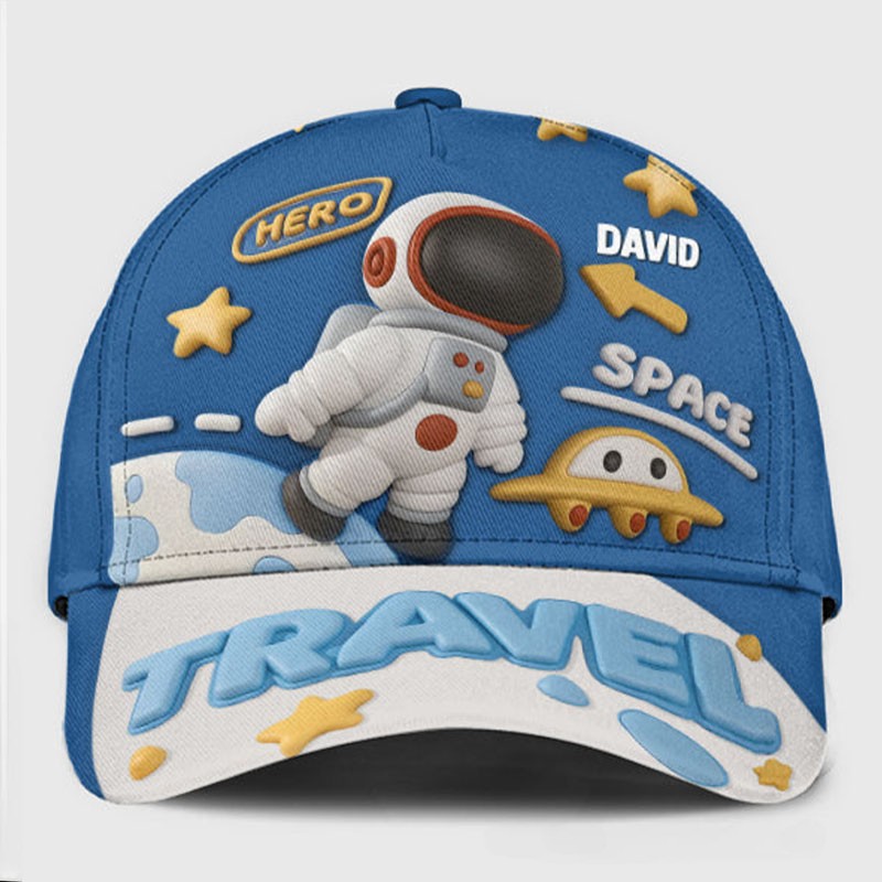 Personalized Space Adventure Cap with Custom Name and Playful Astronaut Design Perfect for Young Explorers Kid Classic Cap