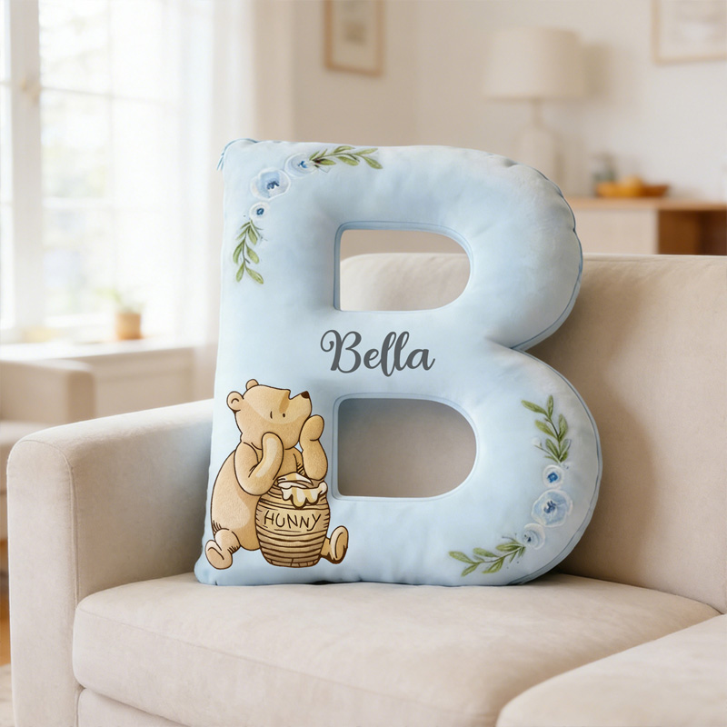 Personalized Name Classic Bear Letter Pillow Plush Stuffed 3D Alphabet Pillow Nursery Decor  Graphic 3D Print Pillow