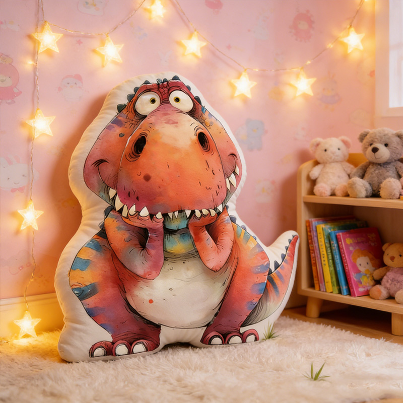 Personalized Cute Colorful Dinosaur T Rex Monster Custom Name Kids Room Decor Birthday Gift Plush Toy Cushion Graphic 3D Print Pillow