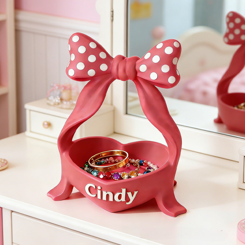 3D Printed Cute Bow Jewelry Organizer Vanity Decor Lipstick and Cosmetic Holder Stylish Desktop Storage