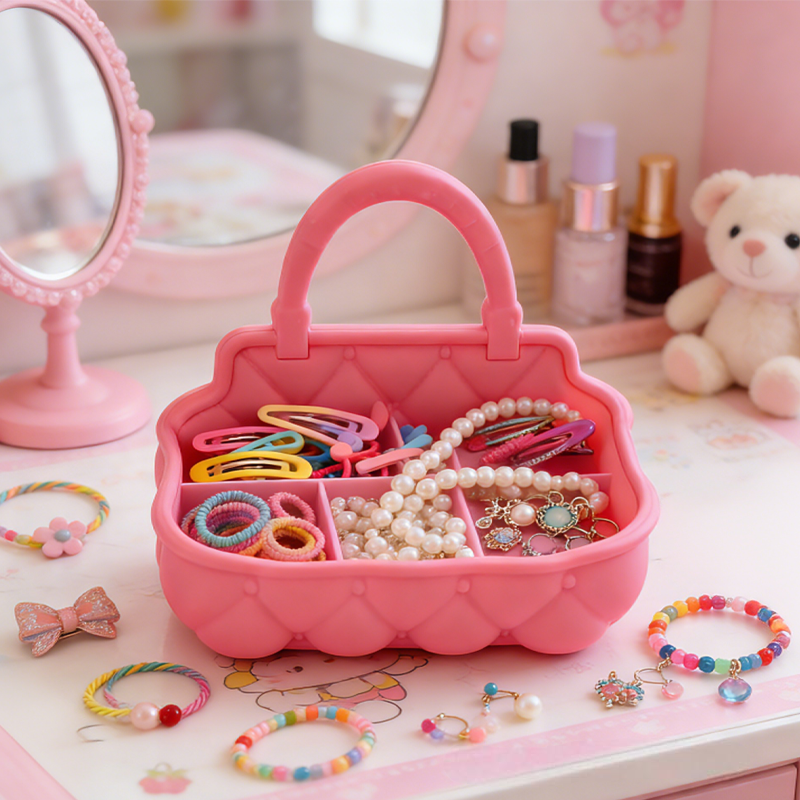 3D Printed Jewelry Organizer Cute Bag Shaped Vanity Decor Lipstick and Cosmetic Holder Stylish Desktop Storage