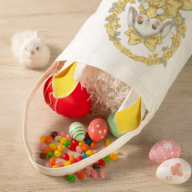 Personalized Polka Dot Bow Floral Bunny Easter Basket with Name and Bunny Ears Egg Hunting Accessory Easter Gift for Kids