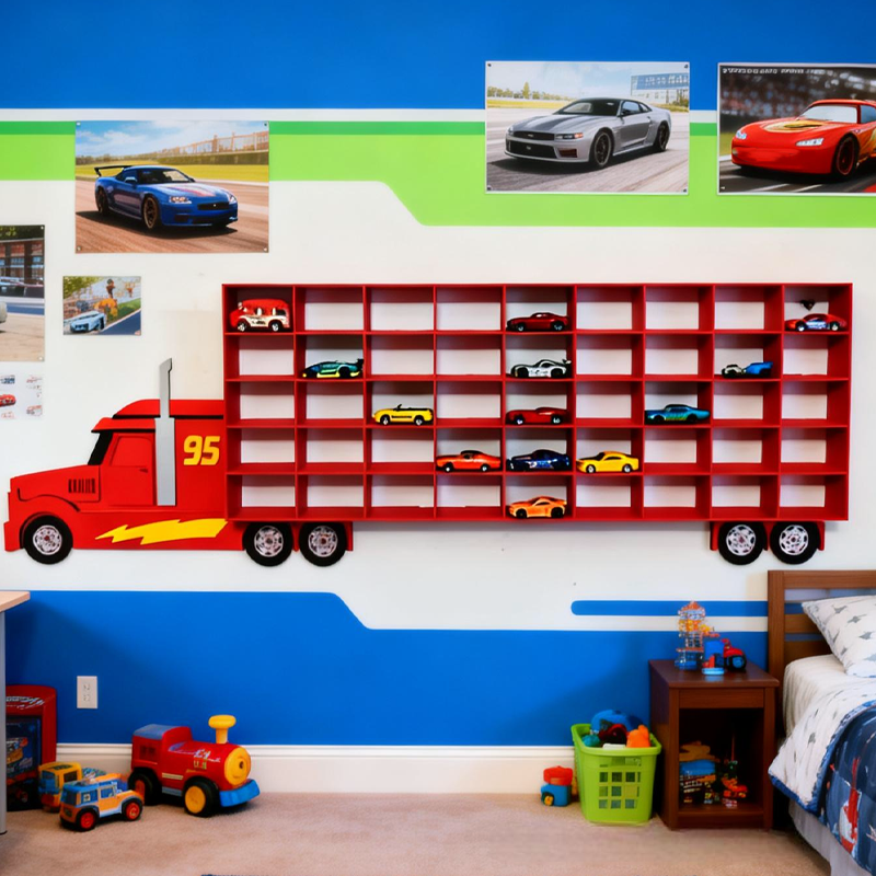 Mack Truck cars Toy shelf storage for cars Toddler boy gift Car Display Shelf Showcase for car Unique gifts for kids Mack organizer