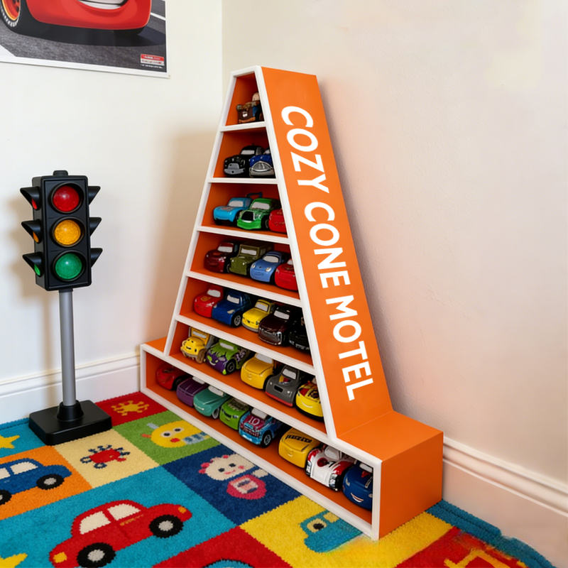 Cozy Cone Motel Car Shelf 3D Printed Display for Hot Wheels Matchbox Toys Gifts for Kids and Collectors