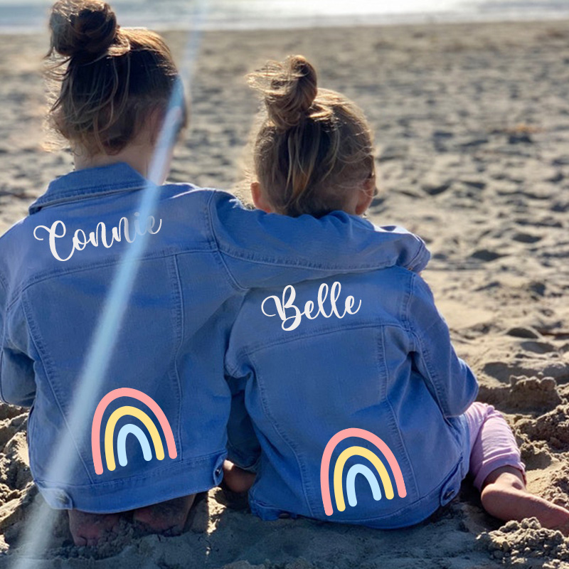 Personalized Dream Horse Floral Horn Custom Name Magical Fantasy Style Cute Toddler Girl Outfit Kid Denim Jacket