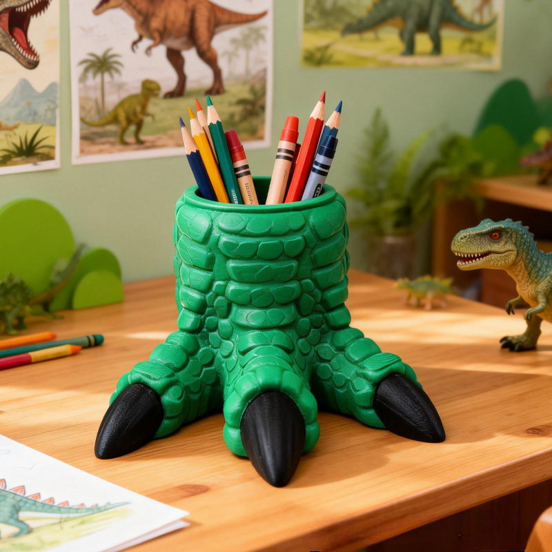 Dinosaur Claw Pencil Holder Green Dino Foot Desk Organizer Birthday Gift for Kids Kids Room Decor 