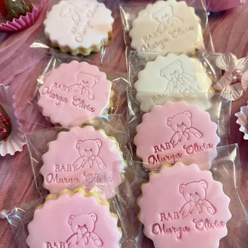 Personalized Adorable Teddy with Custom Name Kids Birthday Baking Decoration Cookie Cutter