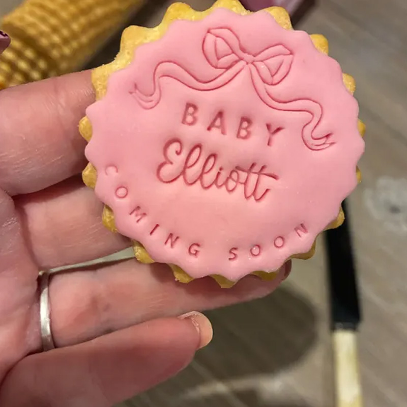 Personalized Baby Announcement Custom Name Coming Soon Bow Shape Shower Gift Cookie Cutter