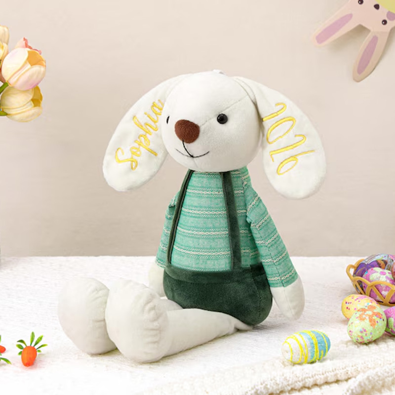 Personalized Soft Bunny Toy Custom Name Embroidered Plush Gift For Newborn Baby
