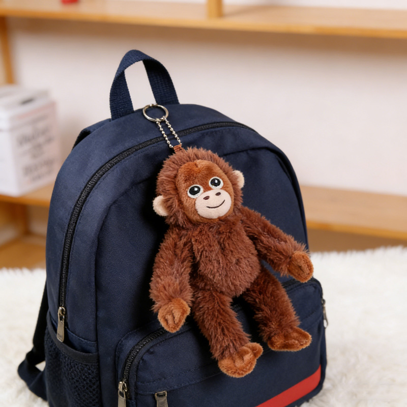 Cute Small Soft Stuffed Animal Custom Name Bag Charm Gift for Kids and Adults Punch Monkey Gorilla Plush Keychain