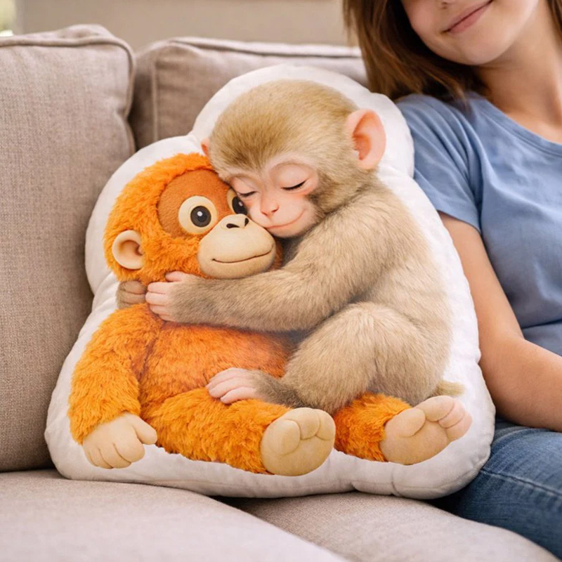 Cute Baby Monkey Hugging Plush Toy Soft Decorative Gift for Kids Room Punch Monkey Pillow Gifts for Emotional Comfort