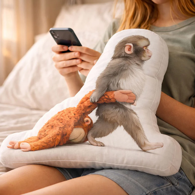 Punch Monkey with Toy Soft Plush Decorative Gift for Home Sofa Punch Monkey Pillow Gifts for Emotional Comfort