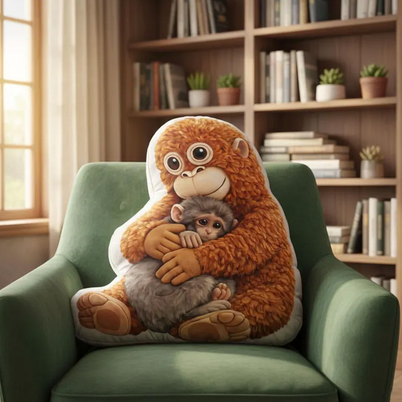 Cute Monkey Hugging Plush Friend Soft Cozy Home Decor Gift Cushion Punch Monkey Pillow Gifts for Emotional Comfort