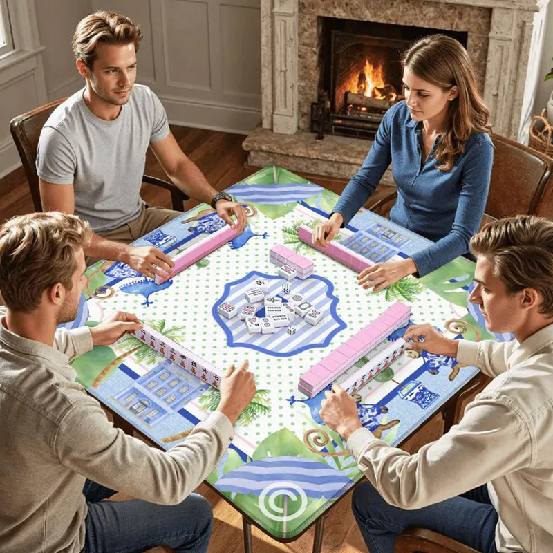 Personalized Custom Name Family Game Night Portable Foldable Nonslip Table Protector Gift Mahjong Mat