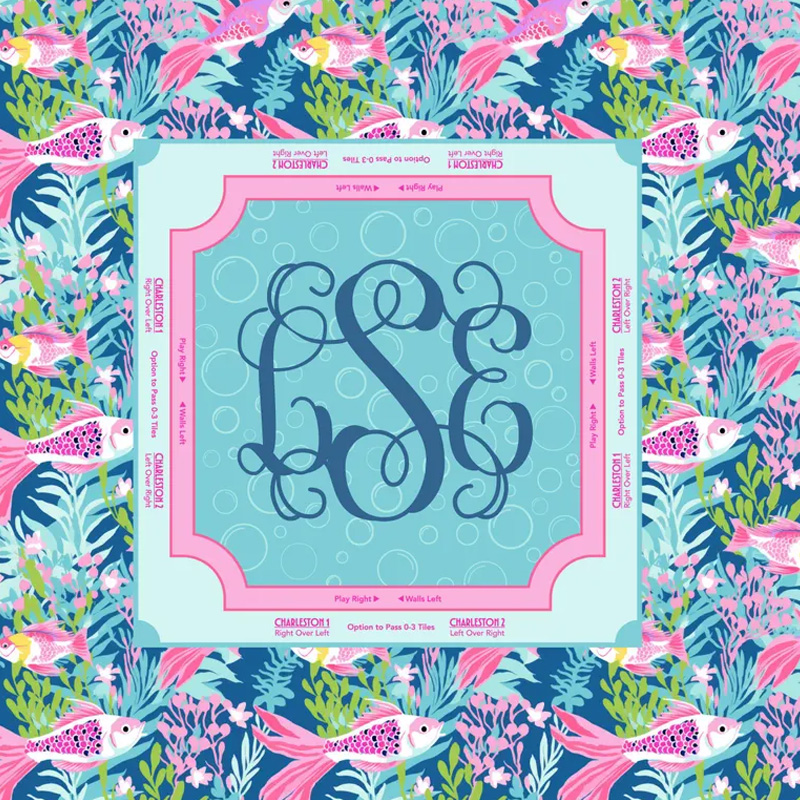 Personalized Colorful Floral Pattern Custom Name Family Game Night Table Protector Gift Set Mahjong Mat