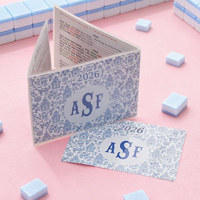 Personalized Chinoiserie Mahjong Tri-fold Card Cover Waterproof Stickers Set with Letters Gift Decor Mahjong Accessory Gift for Mahjong Lovers