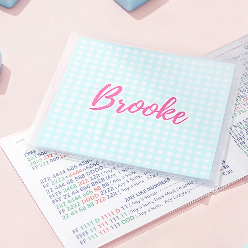 Personalized Bow Tie NMJL Mahjong Tri-Fold Card Holder with Name Family Game Birthday Gift for Mahjong Enthusiasts