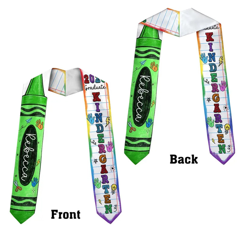 Personalized Kindergarten Graduation Custom Name Year Colorful Alphabet Pattern Cute Student Gift Graduation Stole