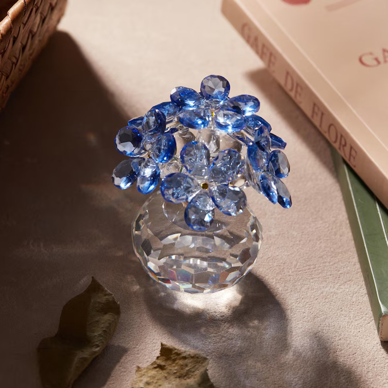 Sparkling Mini Elegant Bloom Decorative Gift for Home Office Display Crystal Rose Flower Ornament Mother's Day Gift